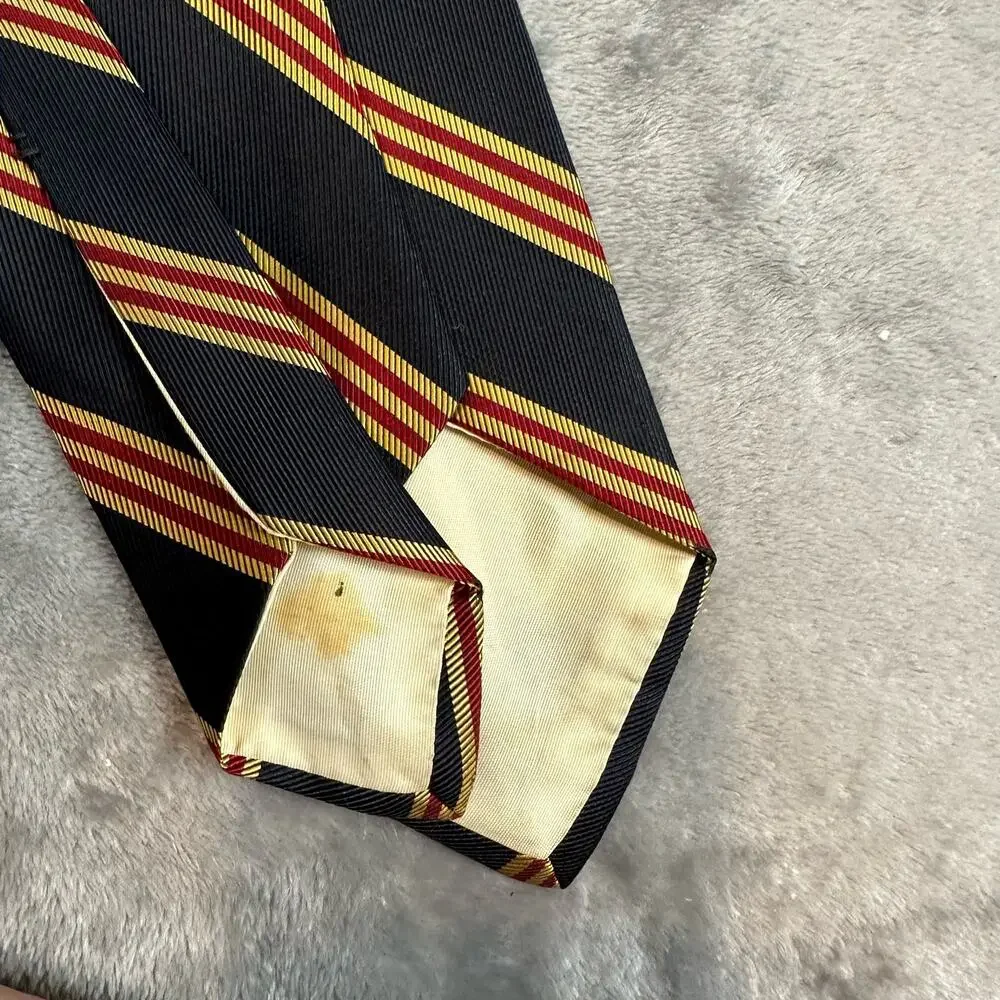 Vintage Diagonal Stripe Anderson Little Tie Black Gold Red Preppy Collegiate